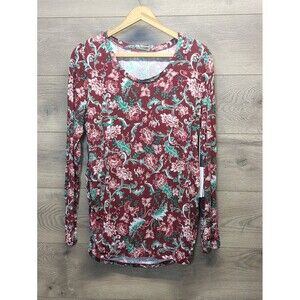 New Liz Lange Maternity Floral Long Sleeve Ruched Top Women's Size Large